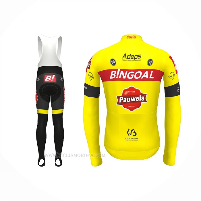 2022 Ropa Ciclismo Bingoal WB Amarillo Mangas Largas y Culotte Lunga